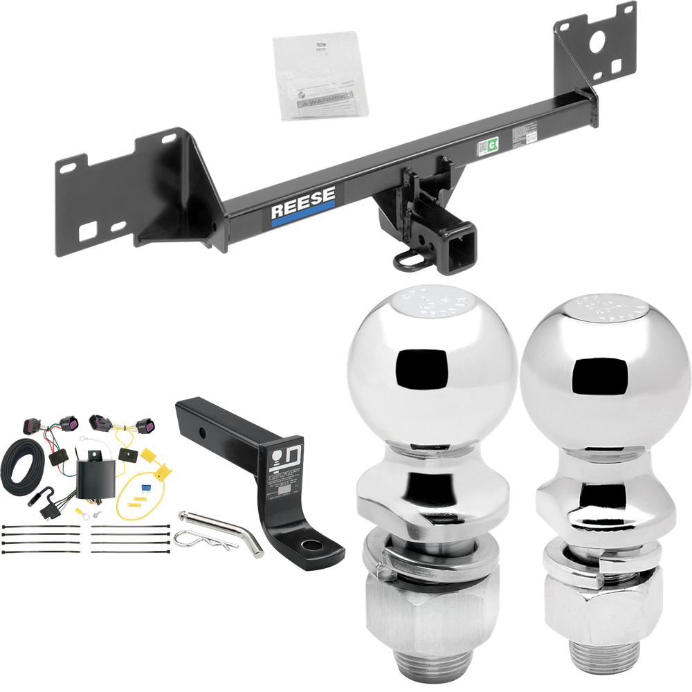 Fits 2015-2023 RAM ProMaster City Trailer Hitch Tow PKG w/ 4-Flat Wiring + Ball Mount w/ 4" Drop + 2" Ball + 2-5/16" Ball By Reese Towpower