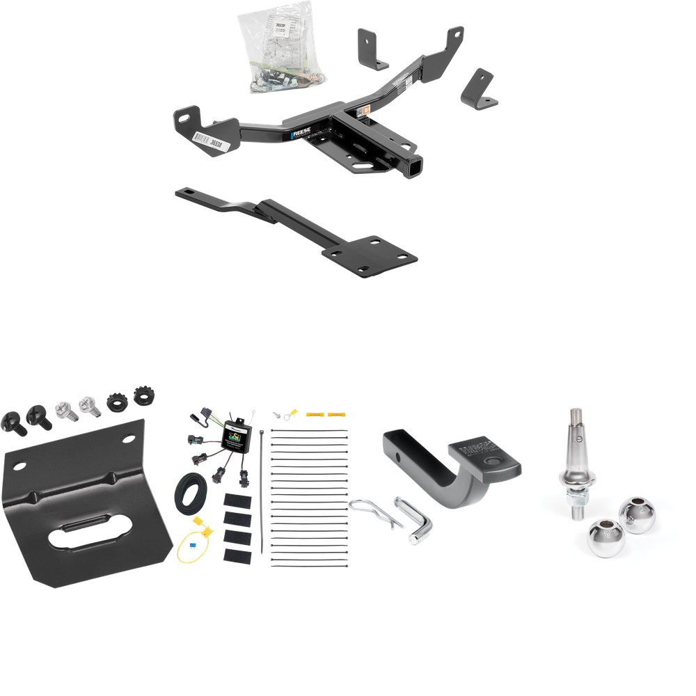 Fits 2016-2016 Chevrolet Malibu Trailer Hitch Tow PKG w/ 4-Flat Zero Contact "No Splice" Wiring Harness + Draw-Bar + Interchangeable 1-7/8" & 2" Balls + Wiring Bracket (For Limited LTZ, Except Canada Models (Old Body Style) Models) By Reese Towpower