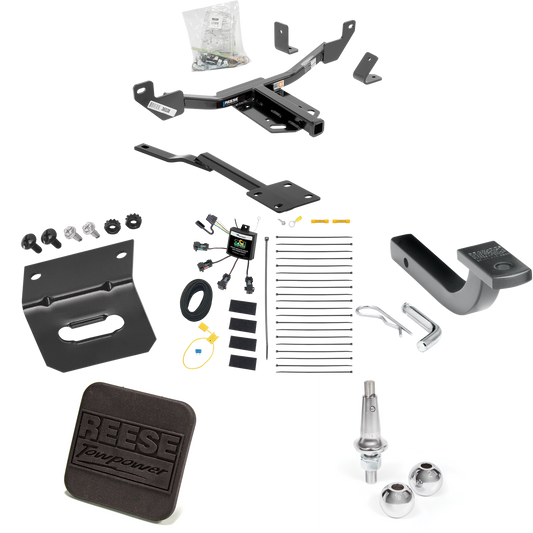 Se adapta al paquete de enganche de remolque Buick LaCrosse 2010-2016 con arnés de cableado de 4 contactos planos "sin empalme" + barra de tracción + bolas intercambiables de 1-7/8" y 2" + soporte de cableado + cubierta de enganche de Reese Towpower