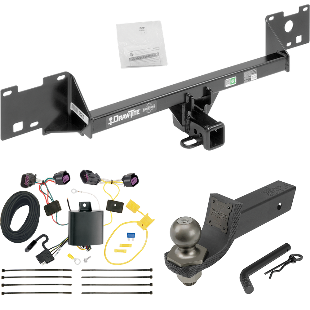 Fits 2015-2023 RAM ProMaster City Trailer Hitch Tow PKG w/ 4-Flat Wiring + Interlock Tactical Starter Kit w/ 2" Drop & 2" Ball By Draw-Tite