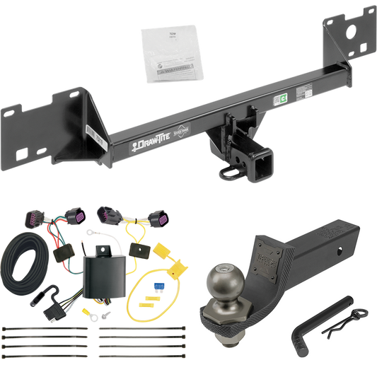 Fits 2015-2023 RAM ProMaster City Trailer Hitch Tow PKG w/ 4-Flat Wiring + Interlock Tactical Starter Kit w/ 2" Drop & 2" Ball By Draw-Tite