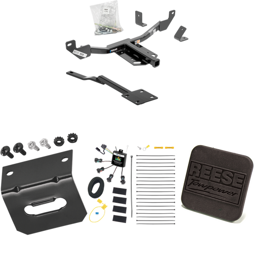 Fits 2014-2015 Chevrolet Malibu LTZ Trailer Hitch Tow PKG w/ 4-Flat Zero Contact "No Splice" Wiring Harness + Hitch Cover (Excludes: Canada Models Models) By Reese Towpower