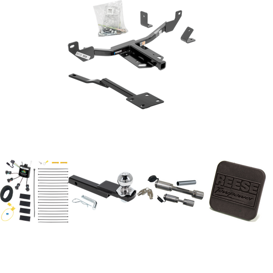 Fits 2013-2015 Chevrolet Malibu Trailer Hitch Tow PKG w/ 4-Flat Zero Contact "No Splice" Wiring Harness + Interlock Starter Kit w/ 2" Ball 1-1/4" Drop 3/4" Rise + Hitch Cover + Dual Hitch & Coupler Locks (Excludes: LTZ & Canada Models Models) By Rees