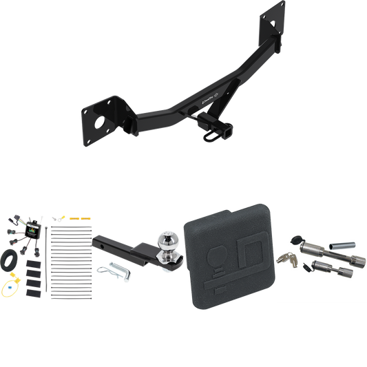 Fits 2018-2020 Buick Regal Sportback Trailer Hitch Tow PKG w/ 4-Flat Zero Contact "No Splice" Wiring Harness + Interlock Starter Kit w/ 2" Ball 1-1/4" Drop 3/4" Rise + Hitch Cover + Dual Hitch & Coupler Locks By Draw-Tite