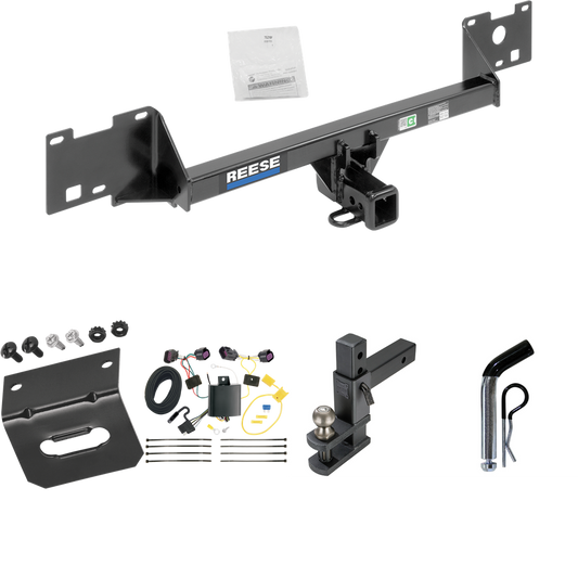 Fits 2015-2023 RAM ProMaster City Trailer Hitch Tow PKG w/ 4-Flat Wiring Harness + Adjustable Drop Rise Clevis Hitch Ball Mount w/ 2" Ball + Pin/Clip + Wiring Bracket By Reese Towpower