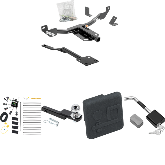 Fits 2011-2017 Buick Regal Trailer Hitch Tow PKG w/ 4-Flat Zero Contact "No Splice" Wiring Harness + Interlock Starter Kit w/ 2" Ball 1-1/4" Drop 3/4" Rise + Hitch Cover + Hitch Lock By Draw-Tite