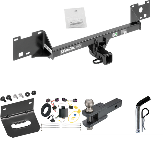 Fits 2015-2023 RAM ProMaster City Trailer Hitch Tow PKG w/ 4-Flat Wiring Harness + Clevis Hitch Ball Mount w/ 2" Ball + Pin/Clip + Wiring Bracket By Draw-Tite