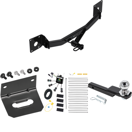 Fits 2016-2023 Chevrolet Malibu Trailer Hitch Tow PKG w/ 4-Flat Zero Contact "No Splice" Wiring Harness + Interlock Starter Kit w/ 2" Ball 1-1/4" Drop 3/4" Rise + Wiring Bracket (For Premier (New Body Style) Models) By Reese Towpower