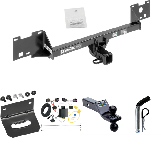 Fits 2015-2023 RAM ProMaster City Trailer Hitch Tow PKG w/ 4-Flat Wiring Harness + Dual Ball Ball Mount 1-7/8" & 2" Trailer Balls + Pin/Clip + Wiring Bracket By Draw-Tite