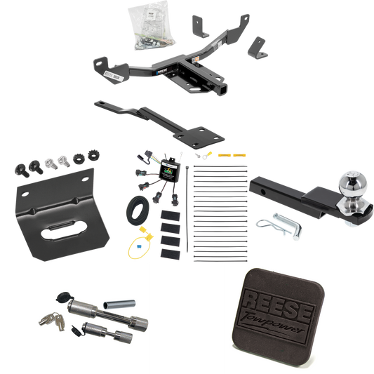 Fits 2016-2016 Chevrolet Malibu Trailer Hitch Tow PKG w/ 4-Flat Zero Contact "No Splice" Wiring Harness + Interlock Starter Kit w/ 2" Ball 1-1/4" Drop 3/4" Rise + Wiring Bracket + Hitch Cover + Dual Hitch & Coupler Locks (For Limited LTZ, Except Cana