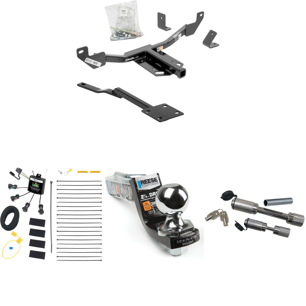 Fits 2016-2016 Chevrolet Malibu Trailer Hitch Tow PKG w/ 4-Flat Zero Contact "No Splice" Wiring Harness + Interlock Starter Kit w/ 2" Ball 2-1/2" Drop 2" Rise + Dual Hitch & Coupler Locks (For Limited LTZ, Except Canada Models (Old Body Style) Models