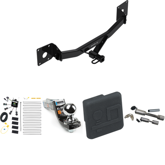 Fits 2018-2020 Buick Regal Sportback Trailer Hitch Tow PKG w/ 4-Flat Zero Contact "No Splice" Wiring Harness + Interlock Starter Kit w/ 2" Ball 2-1/2" Drop 2" Rise + Hitch Cover + Dual Hitch & Coupler Locks By Draw-Tite