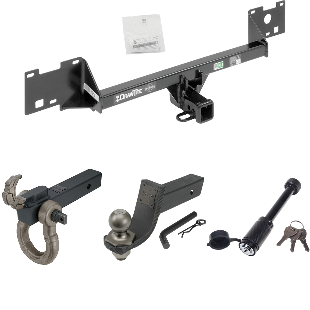 Fits 2015-2023 RAM ProMaster City Trailer Hitch Tow PKG + Interlock Tactical Starter Kit w/ 3-1/4" Drop & 2" Ball + Tactical Hook & Shackle Mount + Tactical Dogbone Lock By Draw-Tite