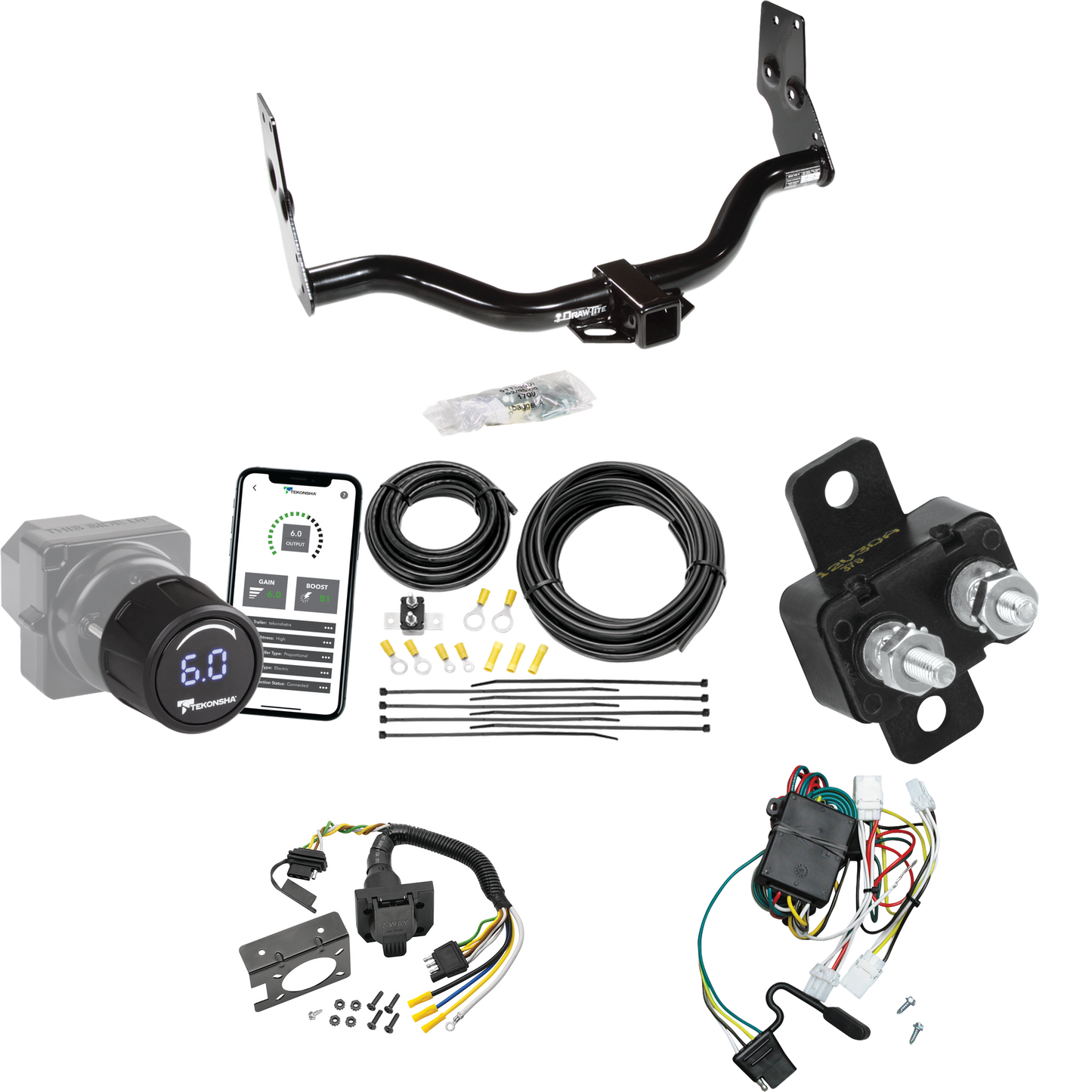 Fits 1997-2003 Infiniti QX4 Trailer Hitch Tow PKG w/ Tekonsha Prodigy iD Bluetooth Wireless Brake Control + 7-Way RV Wiring By Draw-Tite