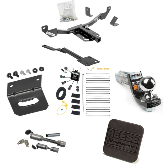 Fits 2016-2016 Chevrolet Malibu Trailer Hitch Tow PKG w/ 4-Flat Zero Contact "No Splice" Wiring Harness + Interlock Starter Kit w/ 2" Ball 2-1/2" Drop 2" Rise + Wiring Bracket + Hitch Cover + Dual Hitch & Coupler Locks (For Limited, Except LTZ & Cana