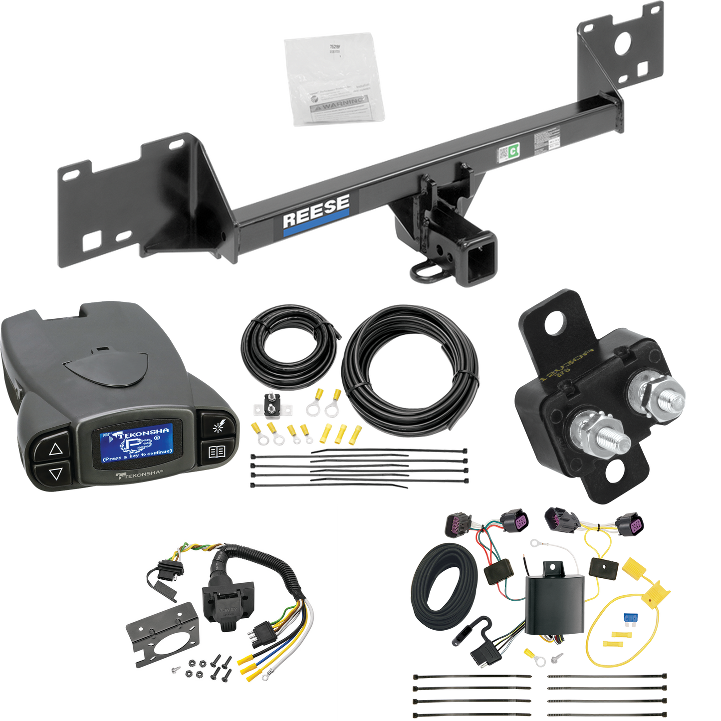 Se adapta al paquete de enganche de remolque RAM ProMaster City 2015-2023 con control de freno Tekonsha Prodigy P3 + cableado RV de 7 vías de Reese Towpower