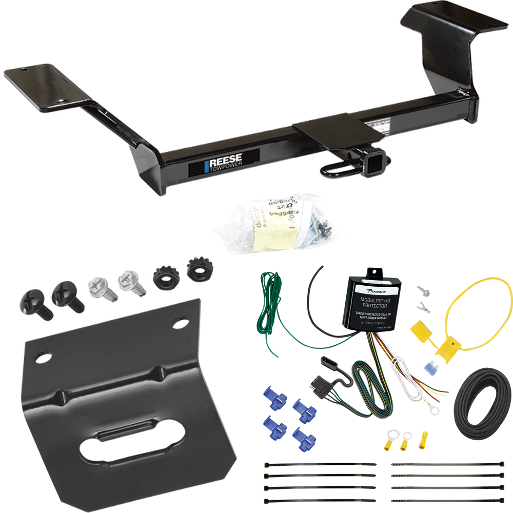 Se adapta al paquete de enganche de remolque Pontiac Bonneville 2000-2005 con arnés de cableado plano de 4 + soporte de Reese Towpower