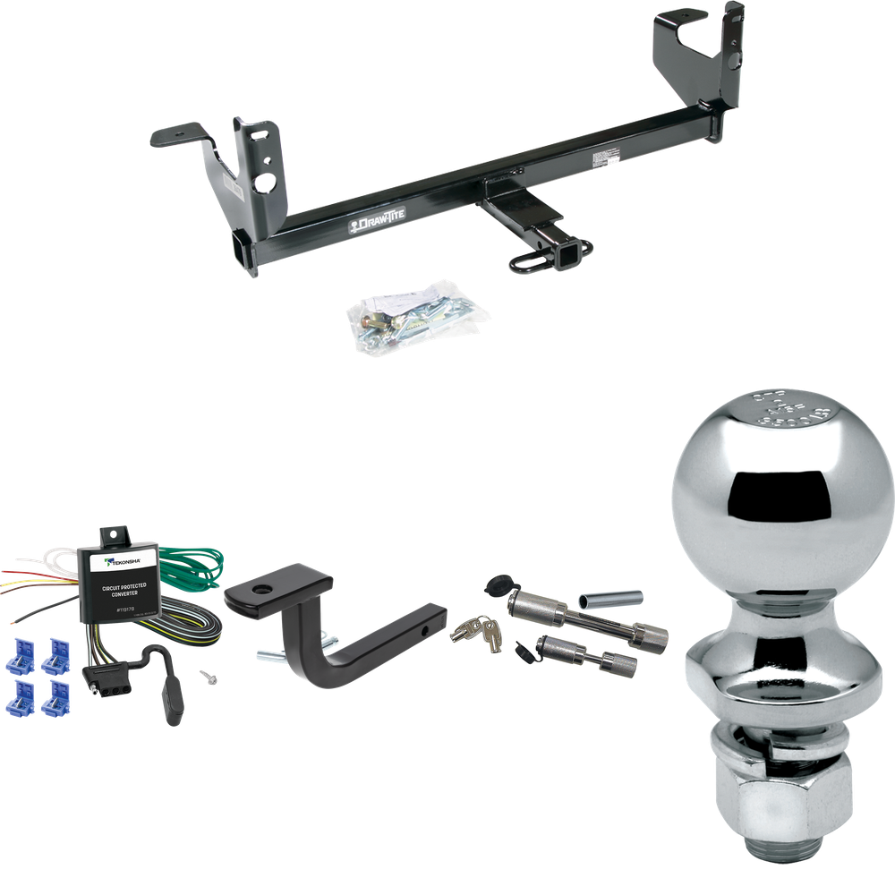 Se adapta al paquete de enganche de remolque Saturn Aura 2007-2009 con arnés de cableado plano de 4 + barra de tracción + bola de 2" + enganche doble y cerraduras de acoplador de Draw-Tite