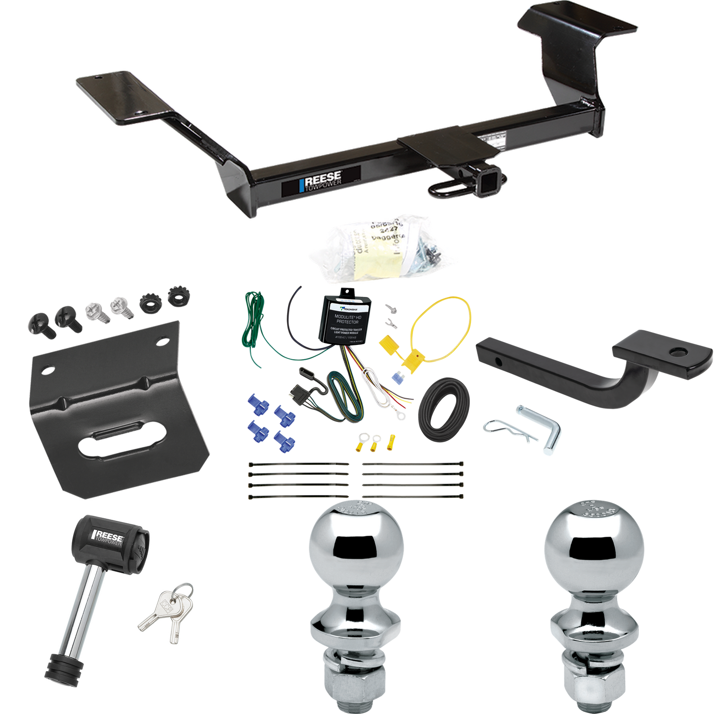 Fits 2000-2005 Pontiac Bonneville Trailer Hitch Tow PKG w/ 4-Flat Wiring Harness + Draw-Bar + 1-7/8" + 2" Ball + Wiring Bracket + Hitch Lock By Reese Towpower