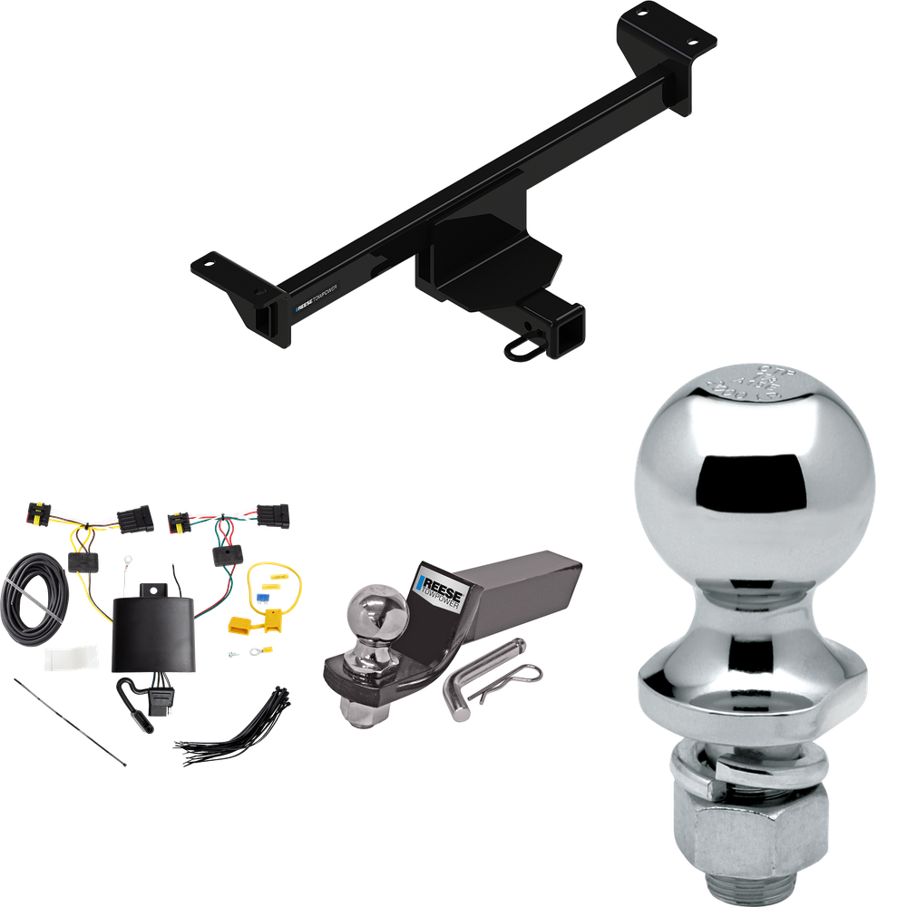 Fits 2019-2022 Infiniti QX50 Trailer Hitch Tow PKG w/ 4-Flat Wiring + Starter Kit Ball Mount w/ 2" Drop & 2" Ball + 1-7/8" Ball By Reese Towpower