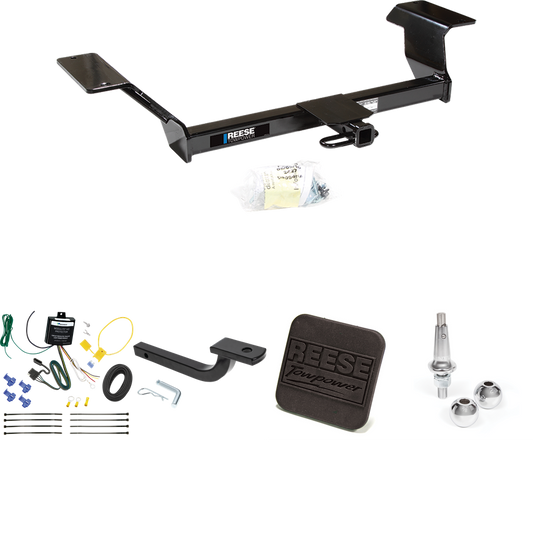 Fits 2000-2005 Pontiac Bonneville Trailer Hitch Tow PKG w/ 4-Flat Wiring Harness + Draw-Bar + Interchangeable 1-7/8" & 2" Balls + Hitch Cover By Reese Towpower