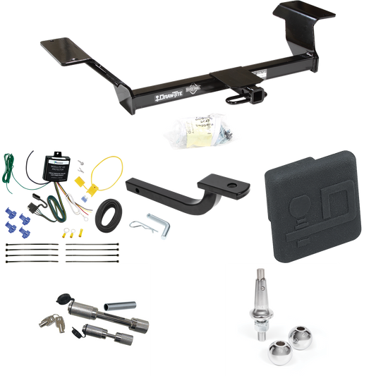 Fits 2000-2005 Pontiac Bonneville Trailer Hitch Tow PKG w/ 4-Flat Wiring Harness + Draw-Bar + Interchangeable 1-7/8" & 2" Balls + Hitch Cover + Dual Hitch & Coupler Locks By Draw-Tite