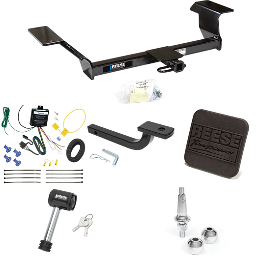 Fits 2000-2005 Pontiac Bonneville Trailer Hitch Tow PKG w/ 4-Flat Wiring Harness + Draw-Bar + Interchangeable 1-7/8" & 2" Balls + Hitch Cover + Hitch Lock By Reese Towpower