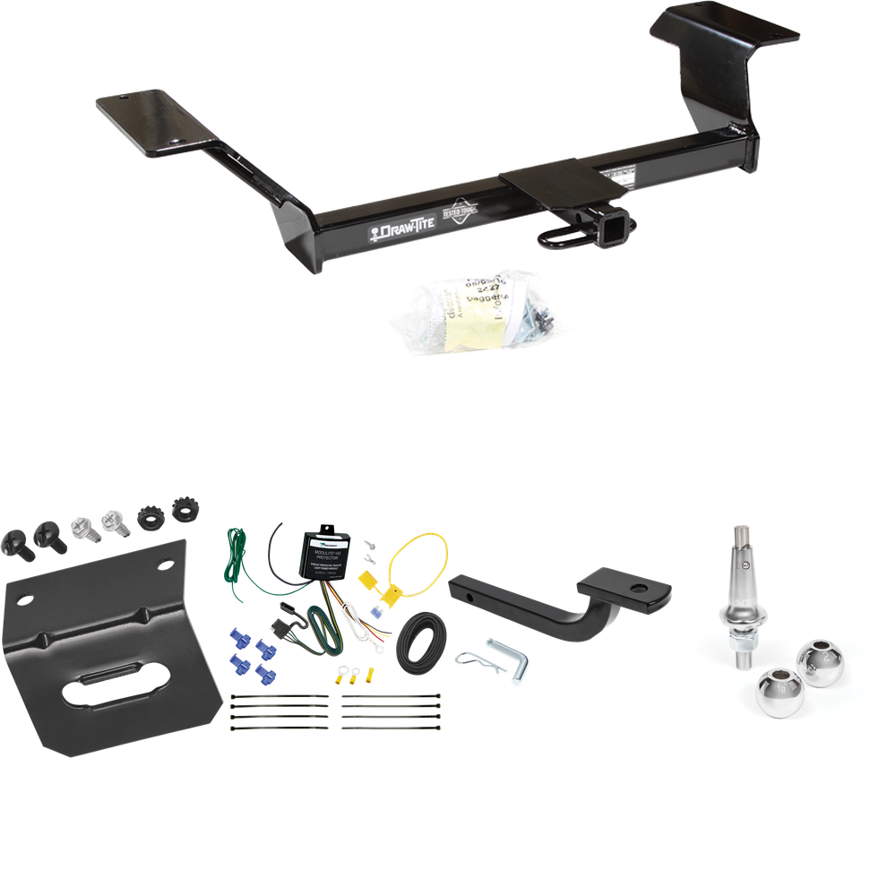 Fits 2000-2005 Buick LeSabre Trailer Hitch Tow PKG w/ 4-Flat Wiring Harness + Draw-Bar + Interchangeable 1-7/8" & 2" Balls + Wiring Bracket By Draw-Tite