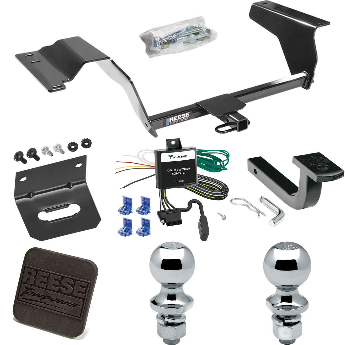 Fits 2005-2007 Saturn Ion 3 Trailer Hitch Tow PKG w/ 4-Flat Wiring Harness + Draw-Bar + 1-7/8" + 2" Ball + Wiring Bracket + Hitch Cover (For w/2.4 Liter Engine Models) By Reese Towpower