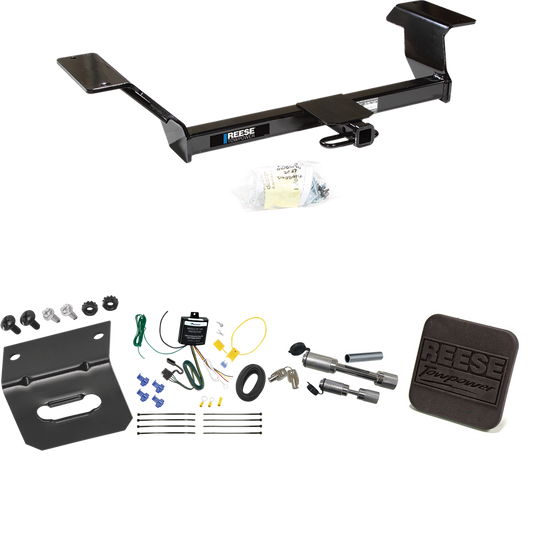 Se adapta al paquete de enganche de remolque Pontiac Bonneville 2000-2005 con arnés de cableado plano de 4 + cubierta de enganche + enganche doble y cerraduras de acoplador de Reese Towpower