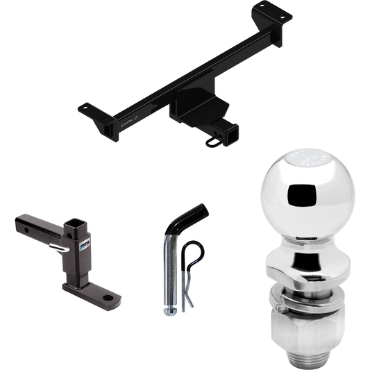 Fits 2019-2022 Infiniti QX50 Trailer Hitch Tow PKG w/ Adjustable Drop Rise Ball Mount + Pin/Clip + 2" Ball By Draw-Tite