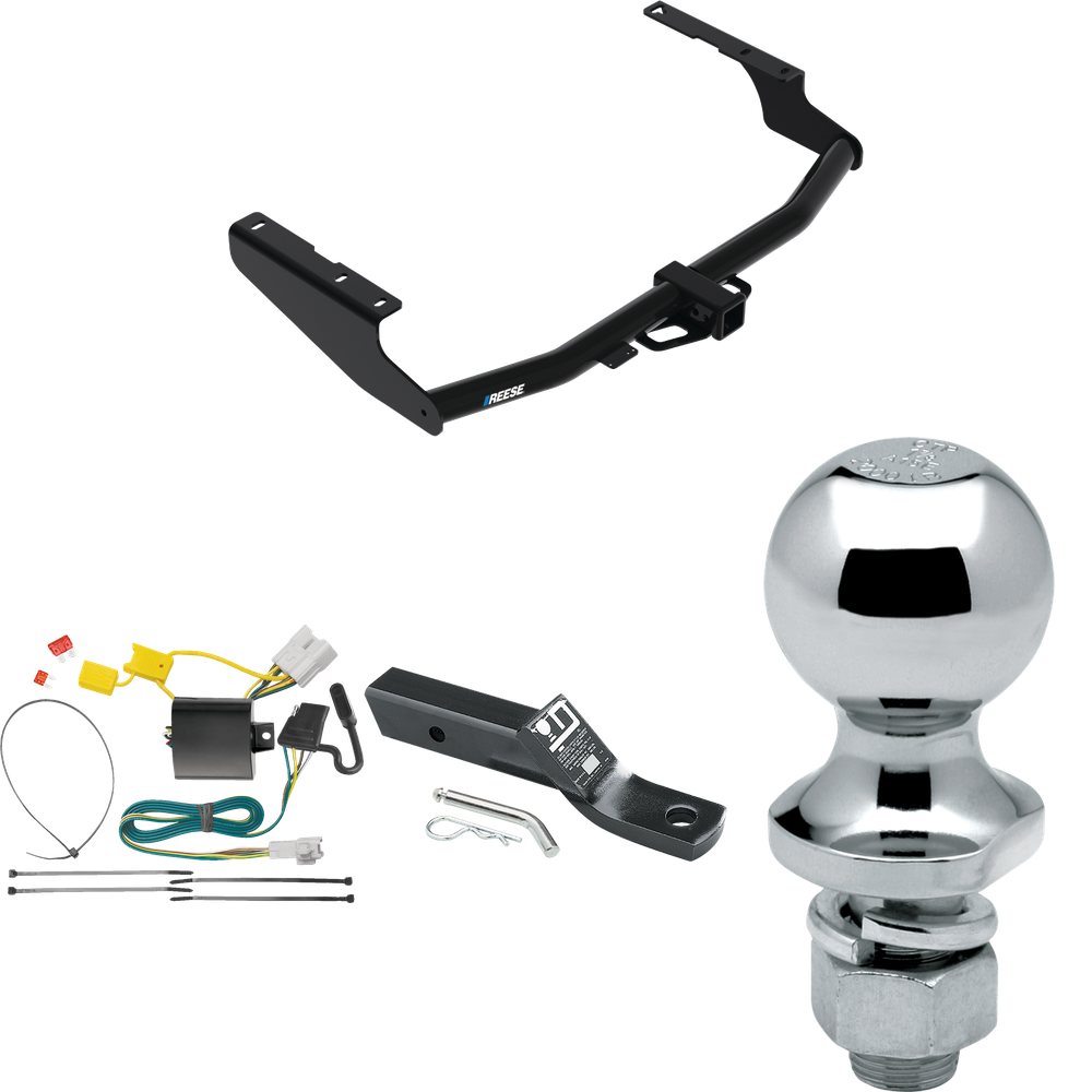 Fits 2014-2019 Toyota Highlander Trailer Hitch Tow PKG w/ 4-Flat Wiring + Ball Mount w/ 2" Drop + 1-7/8" Ball By Reese Towpower