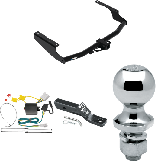 Fits 2014-2019 Toyota Highlander Trailer Hitch Tow PKG w/ 4-Flat Wiring + Ball Mount w/ 2" Drop + 1-7/8" Ball By Reese Towpower