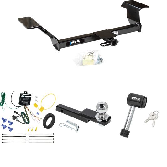 Se adapta al paquete de enganche de remolque Pontiac Bonneville 2000-2005 con arnés de cableado plano de 4 + kit de inicio de enclavamiento con bola de 2 pulgadas, caída de 1-1/4 pulgadas, elevación de 3/4 pulgadas + bloqueo de enganche de Reese Towpower