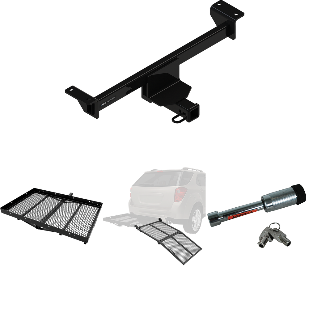 Fits 2019-2022 Infiniti QX50 Trailer Hitch Tow PKG w/ Cargo Carrier + Bi-Fold Ramp + Hitch Lock By Reese Towpower