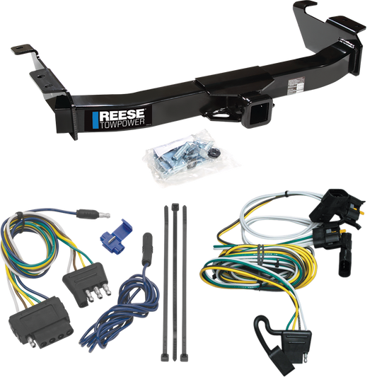 Fits 2000-2002 Ford E-350 Econoline Trailer Hitch Tow PKG w/ 5-Flat Wiring Harness By Reese Towpower