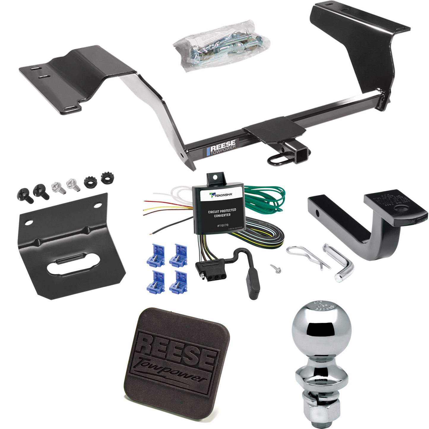 Fits 2005-2007 Saturn Ion 3 Trailer Hitch Tow PKG w/ 4-Flat Wiring Harness + Draw-Bar + 2" Ball + Wiring Bracket + Hitch Cover (For w/2.4 Liter Engine Models) By Reese Towpower