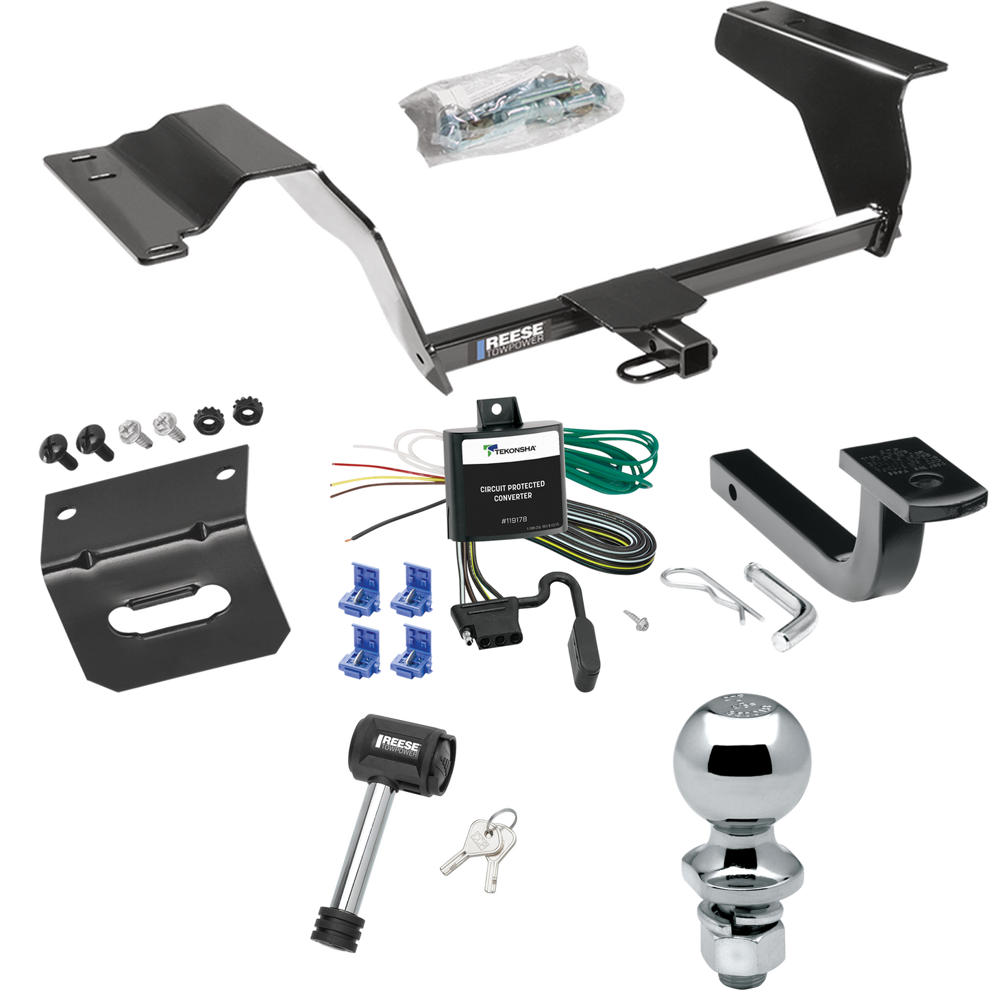 Fits 2005-2007 Saturn Ion 3 Trailer Hitch Tow PKG w/ 4-Flat Wiring Harness + Draw-Bar + 2" Ball + Wiring Bracket + Hitch Lock (For w/2.4 Liter Engine Models) By Reese Towpower