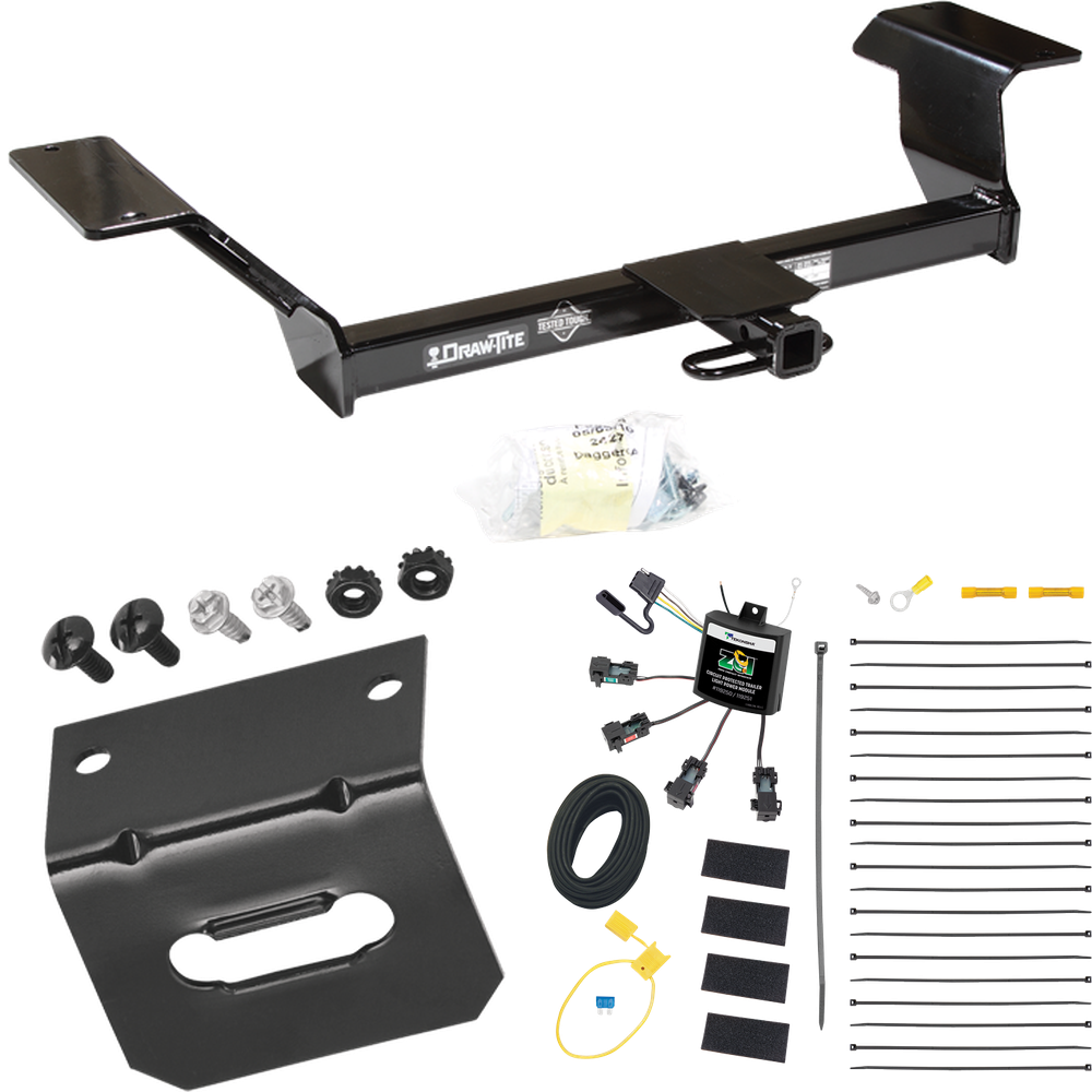 Fits 2000-2005 Buick LeSabre Trailer Hitch Tow PKG w/ 4-Flat Zero Contact "No Splice" Wiring Harness + Bracket By Draw-Tite