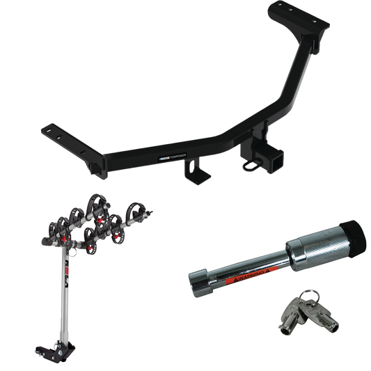 Fits 2022-2022 Infiniti QX60 Trailer Hitch Tow PKG w/ 4 Bike Carrier Rack + Hitch Lock By Reese Towpower