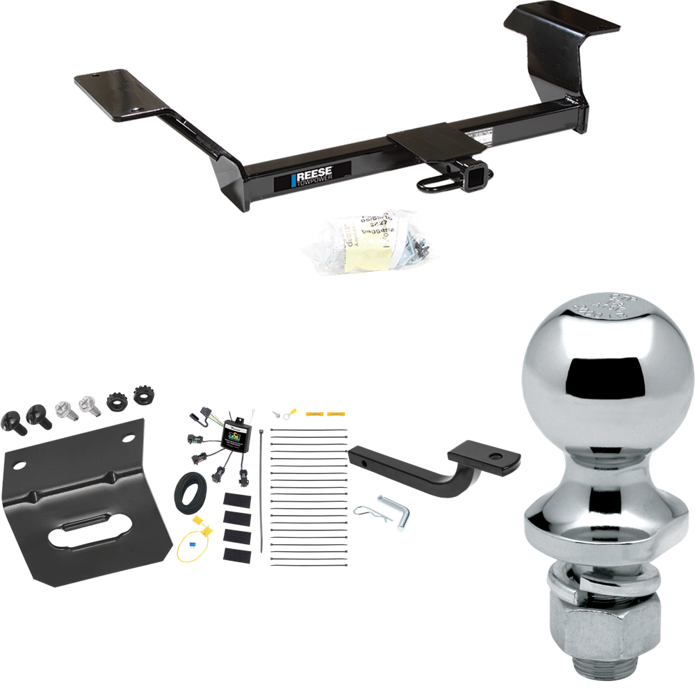 Se adapta al paquete de enganche de remolque Pontiac Bonneville 2000-2005 con arnés de cableado "sin empalme" de 4 contactos planos cero + barra de tracción + bola de 1-7/8" + soporte de cableado de Reese Towpower