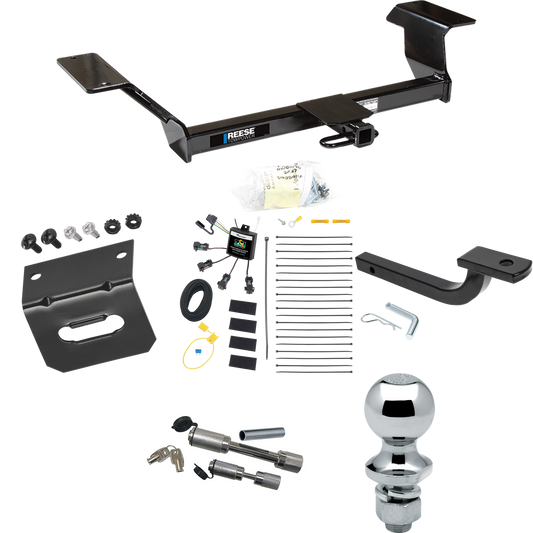 Fits 2001-2003 Oldsmobile Aurora Trailer Hitch Tow PKG w/ 4-Flat Zero Contact "No Splice" Wiring Harness + Draw-Bar + 1-7/8" Ball + Wiring Bracket + Dual Hitch & Coupler Locks By Reese Towpower