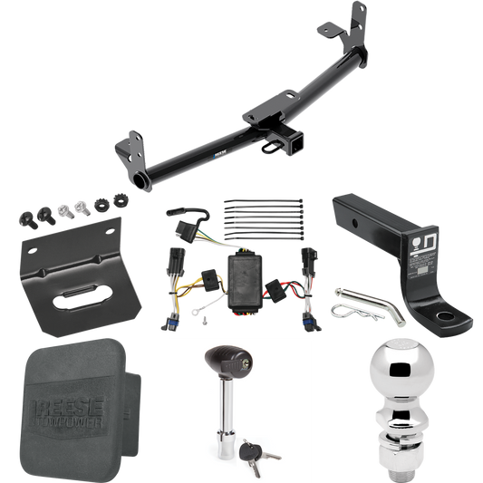 Fits 2002-2007 Saturn Vue Trailer Hitch Tow PKG w/ 4-Flat Wiring + Ball Mount w/ 4" Drop + 2-5/16" Ball + Wiring Bracket + Hitch Lock + Hitch Cover (Excludes: Redline Models) By Reese Towpower