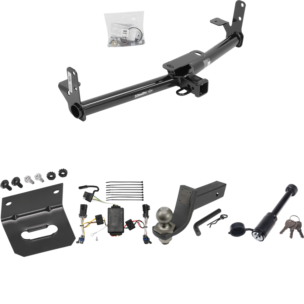 Fits 2002-2007 Saturn Vue Trailer Hitch Tow PKG w/ 4-Flat Wiring + Interlock Tactical Starter Kit w/ 3-1/4" Drop & 2" Ball + Tactical Dogbone Lock + Wiring Bracket (Excludes: Redline Models) By Draw-Tite