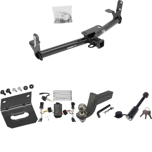 Fits 2002-2007 Saturn Vue Trailer Hitch Tow PKG w/ 4-Flat Wiring + Interlock Tactical Starter Kit w/ 3-1/4" Drop & 2" Ball + Tactical Dogbone Lock + Wiring Bracket (Excludes: Redline Models) By Draw-Tite