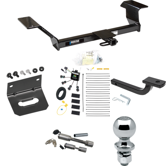 Fits 2000-2005 Pontiac Bonneville Trailer Hitch Tow PKG w/ 4-Flat Zero Contact "No Splice" Wiring Harness + Draw-Bar + 2" Ball + Wiring Bracket + Dual Hitch & Coupler Locks By Reese Towpower