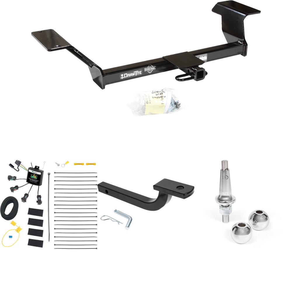 Fits 2000-2005 Pontiac Bonneville Trailer Hitch Tow PKG w/ 4-Flat Zero Contact "No Splice" Wiring Harness + Draw-Bar + Interchangeable 1-7/8" & 2" Balls By Draw-Tite