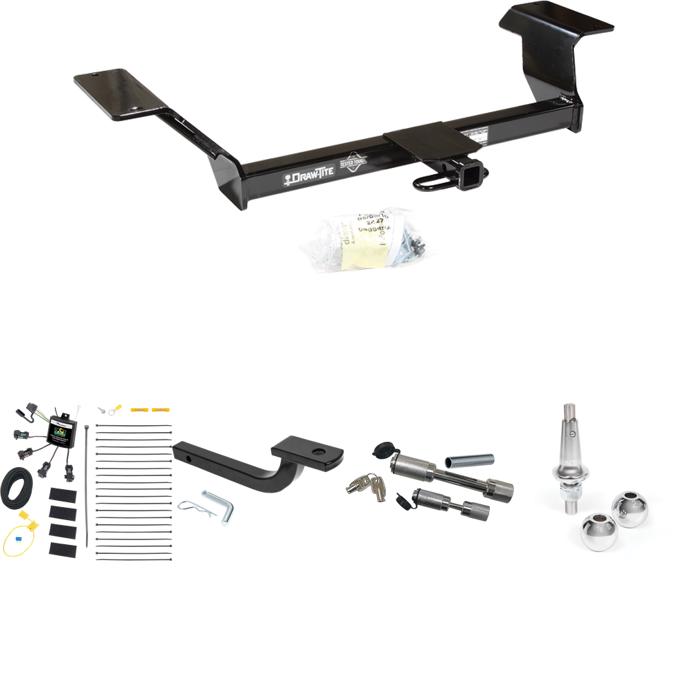 Fits 2000-2005 Buick LeSabre Trailer Hitch Tow PKG w/ 4-Flat Zero Contact "No Splice" Wiring Harness + Draw-Bar + Interchangeable 1-7/8" & 2" Balls + Dual Hitch & Coupler Locks By Draw-Tite