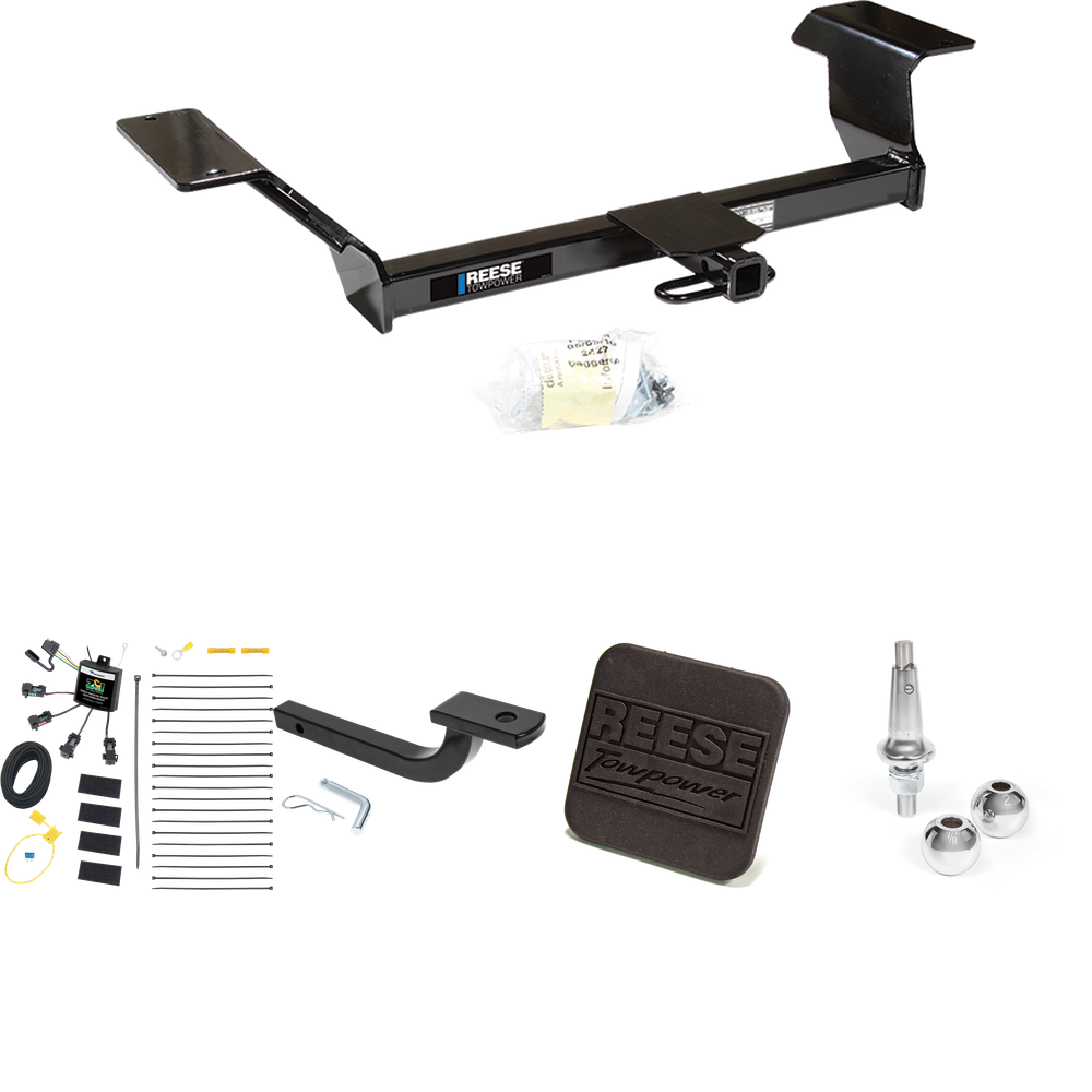 Fits 2000-2005 Buick LeSabre Trailer Hitch Tow PKG w/ 4-Flat Zero Contact "No Splice" Wiring Harness + Draw-Bar + Interchangeable 1-7/8" & 2" Balls + Hitch Cover By Reese Towpower