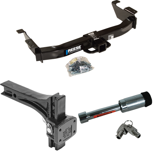 Fits 2000-2002 Ford E-350 Econoline Trailer Hitch Tow PKG w/ Adjustable Pintle Hook Mounting Plate + Hitch Lock By Reese Towpower